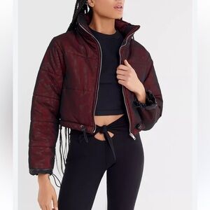 I.AM.GIA Road Warrior Mesh Cropped Puffer Jacket red black size medium